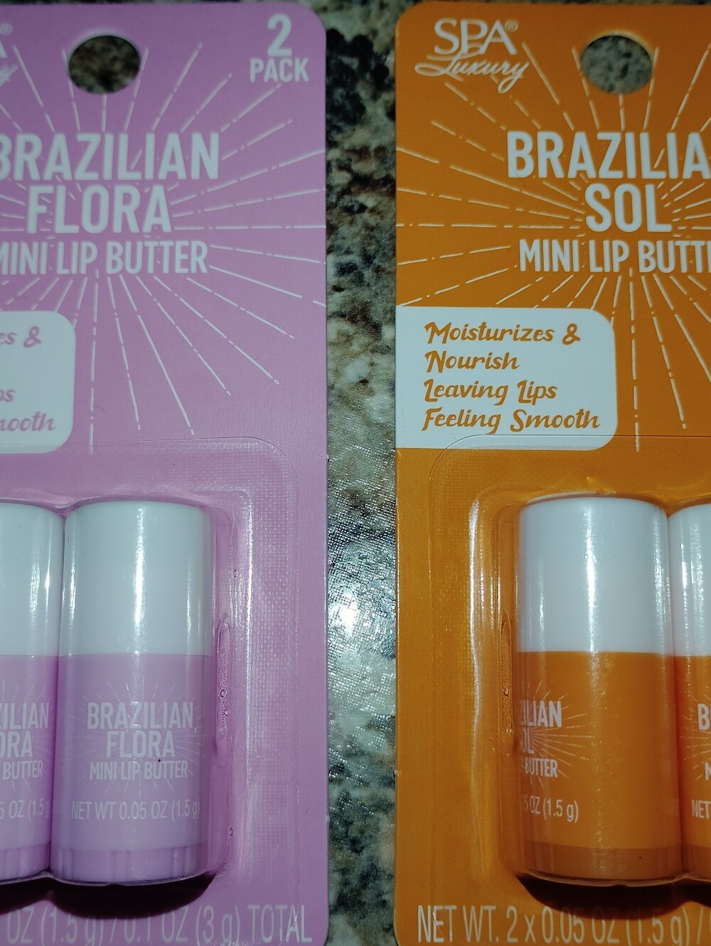 Nwt SPA Luxury Brazilian Mini Lip Butter Duo — Pink, Orange, Blue - Picture 4 of 5